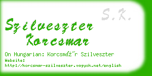 szilveszter korcsmar business card